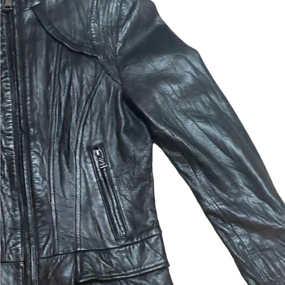STEVE MADDEN Black‎ Leather Jacket Buttery Soft XS Moto Vintage VTG Y2K - Picture 3 of 9